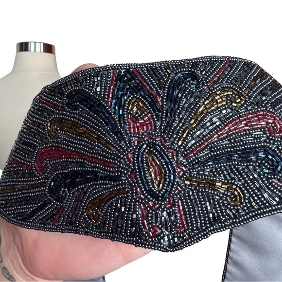 Vintage 80s Fully Beaded Colorful Cocktail Formal Maximalist Lined Waist Belt OS main image 8